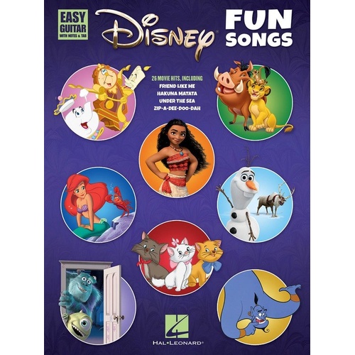 Disney Fun Songs for Easy Guitar with Notes & TAB - 88 Pages