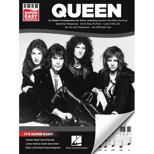 Queen Super Easy Songbook for Piano and Keyboard - 20 Hits, E-Z Play Format, 40 Pages, Hal Leonard