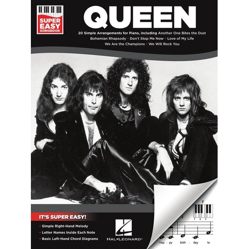 Queen Super Easy Songbook for Piano & Keyboard - 20 Hits, E-Z Play Format, 40 Pages, Perfect for Beginners