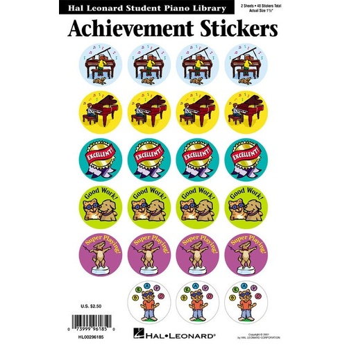 Hal Leonard HLSPL Achievement Stickers - 48 Full-Color Stickers Featuring Spike and Party Cat