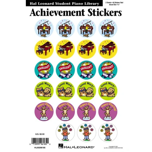 Hal Leonard HLSPL Achievement Stickers - 48 Full-Color Piano Reward Stickers