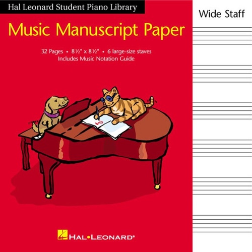 Hal Leonard Manuscript Paper Wide Staff Red 32 Pages 6 Staves