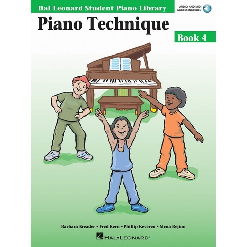 Piano Technique Book 4 by Hal Leonard, 48 Pages, Includes Warm-Ups, Etudes, Online Audio & MIDI Files, Hal Leonard Student Piano Library