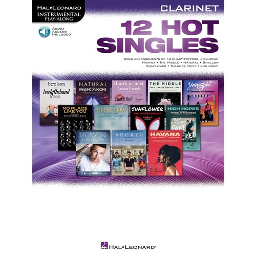 12 Hot Singles For Clarinet Book/Online Audio