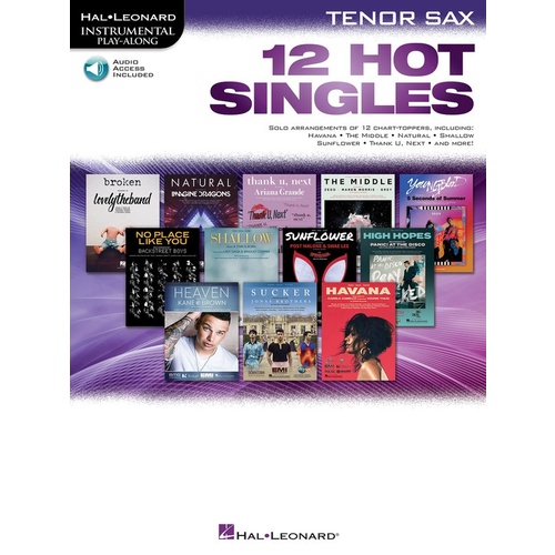 12 Hot Singles For Tenor Sax Book/Online Audio