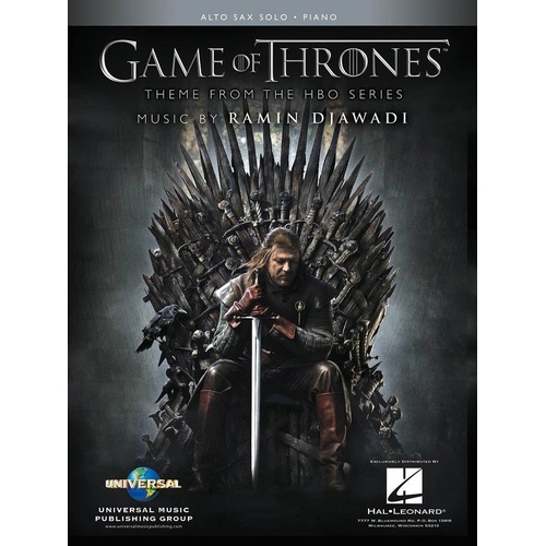 Game of Thrones for Alto Saxophone and Piano, Hal Leonard, 8 Pages, Instrumental Solo