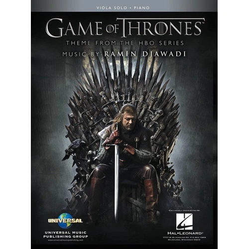 Game of Thrones for Viola and Piano, Hal Leonard, 8 Pages, Instrumental Solo
