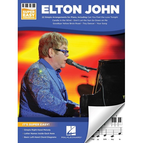 Elton John Super Easy Songbook - 22 Hits for Piano & Keyboard, E-Z Play Format, 48 Pages, Hal Leonard