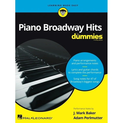 Piano Broadway Hits for Dummies PVG by Hal Leonard, 296 pages, includes arrangements, lyrics, and guitar chords for 47 Broadway songs.