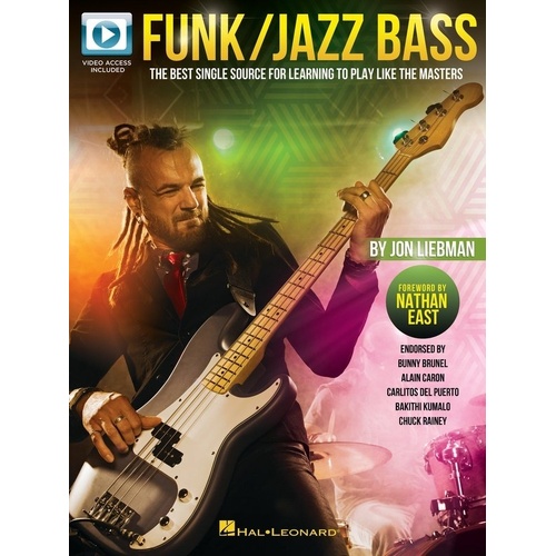 Funk/Jazz Bass Instructional Book by Jon Liebman - 112 Pages, Standard Notation & TAB, Includes Online Video