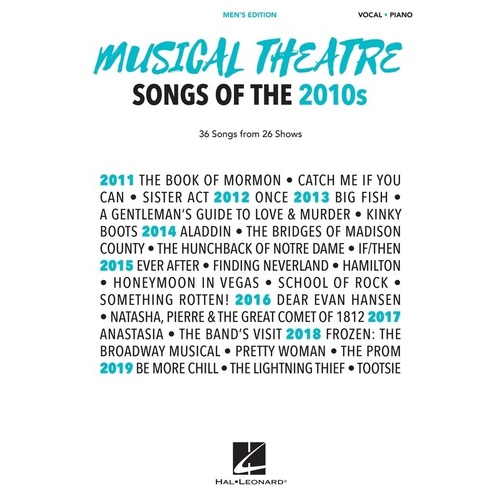 Musical Theatre Songs of the 2010s Men's Edition - Hal Leonard - Voice - 296 Pages