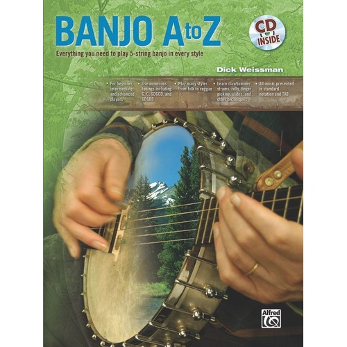 Banjo A to Z Book and CD by Dick Weissman - Comprehensive Guide for 5-String Banjo Techniques and Styles