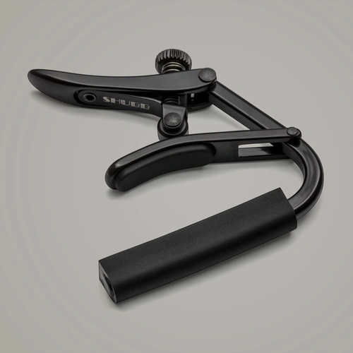 Shubb C1K Black Capo for Acoustic or Electric Guitars, Brass with Black Chrome Finish, Adjustable Pressure, Integrated Roller Design