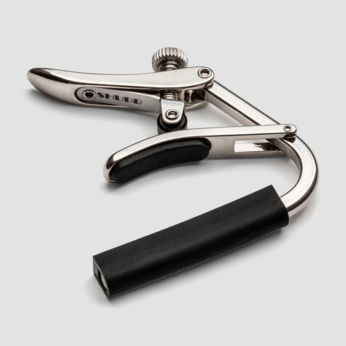 Shubb C1 Nickel Capo for Acoustic & Electric Guitars - Polished Finish, Adjustable Pressure, Integrated Roller Design