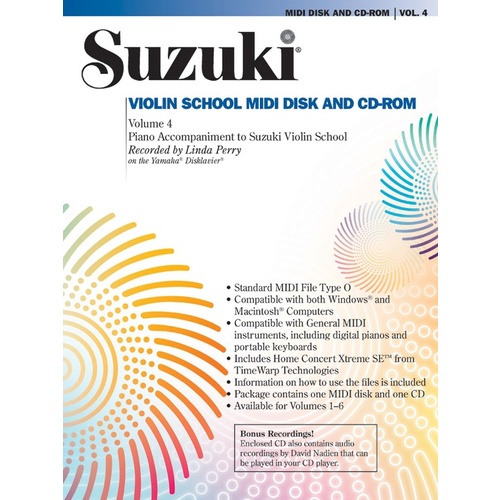 Suzuki Violin School Volume 4 Midi CD Piano Accomp