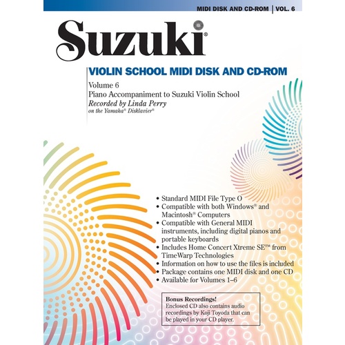 Suzuki Violin School Volume 6 Midi CD Piano Accomp