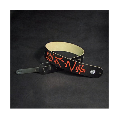 Guitar Strap-Leather Klondyke Black/Red Chinese