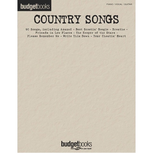 Budget Books Country Songs PVG Songbook