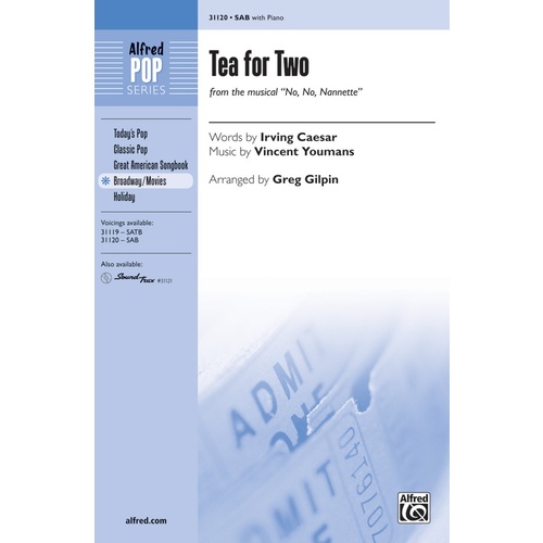 Tea for Two SAB Choral Sheet Music