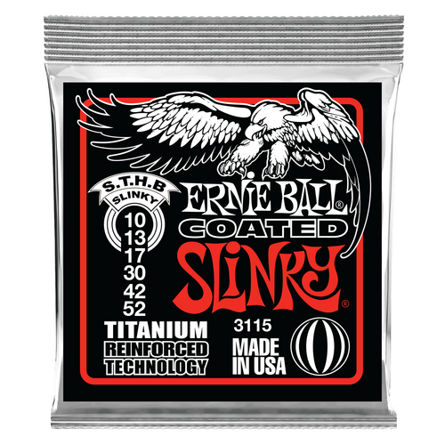 Ernie Ball Skinny Top- Heavy Bottom Slinky Coated Titanium RPS Electric Guitar Strings, 10-52 Gauge