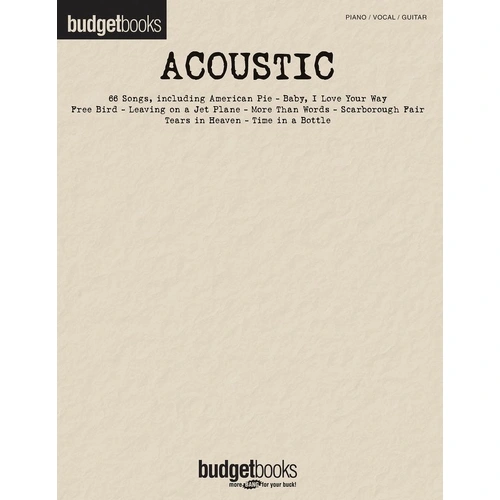 Budget Books Acoustic PVG Songbook by Hal Leonard - 66 Songs for Guitar & Piano, 352 Pages