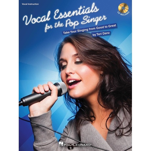 Vocal Essentials for the Pop Singer BK/CD by Hal Leonard, 42 pages, includes warm-up exercises and music theory for aspiring artists.