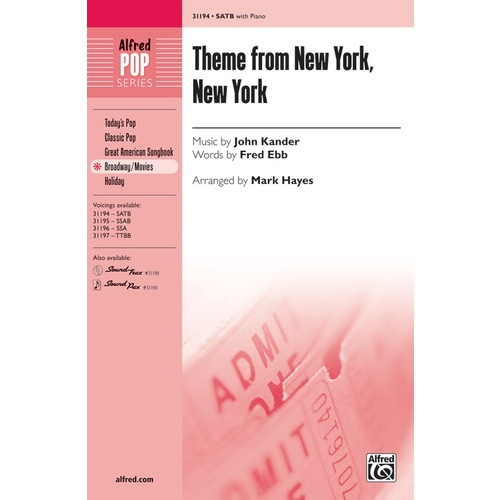 Theme from New York, New York SATB Choral Sheet Music