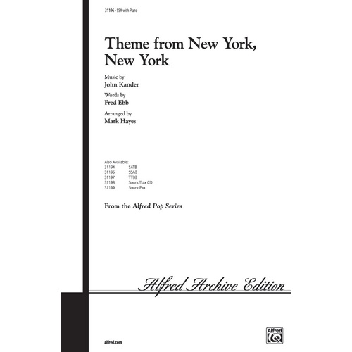 Theme from New York New York SSA Choral Sheet Music