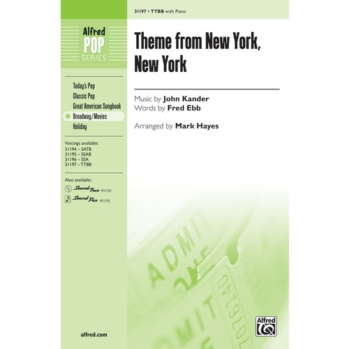 Theme from New York New York TTBB Choral Sheet Music