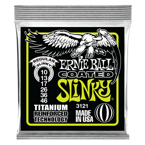 Ernie Ball Regular Slinky Coated Titanium RPS Electric Guitar Strings, 10-46 Gauge