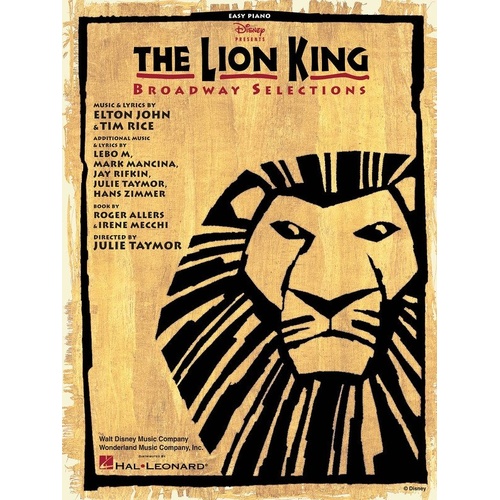 The Lion King Broadway Selections Easy Piano Songbook