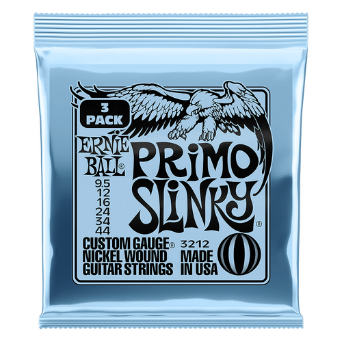 Ernie Ball Primo Slinky Nickel Wound Electric Guitar Strings 3-Pack 9.5-44