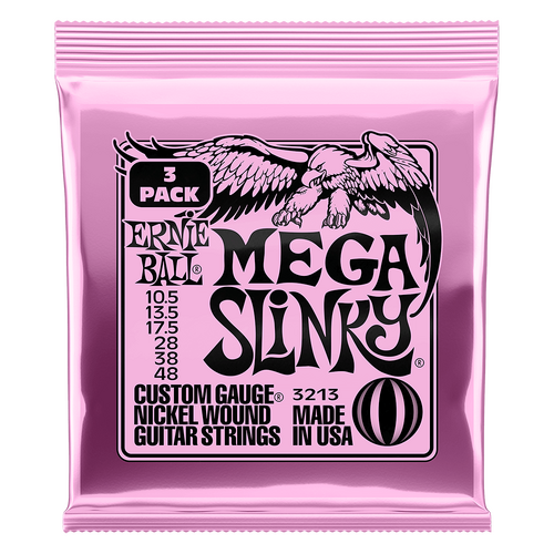 Ernie Ball Mega Slinky Nickel Wound Electric Guitar Strings 3-Pack 10.5-48
