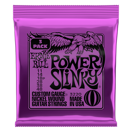 Ernie Ball Power Slinky Nickel Wound Electric Guitar Strings 11-48 Gauge, 3 Pack