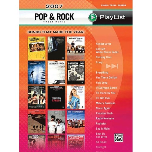 2007 Pop and Rock Sheet Music Playlist PVG (Softcover Book)