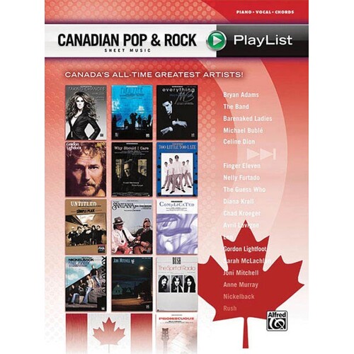 Canadian Pop and Rock Sheet Music Playlist PVG (O/ (Softcover Book)
