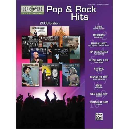 10 For 10 Pop and Rock Hits 2008 Edition PVG (Softcover Book)