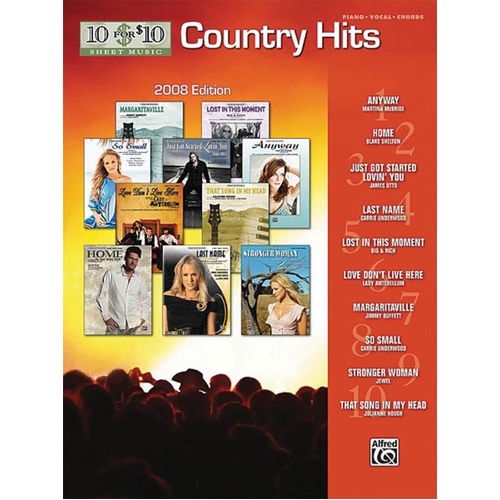 10 For 10 Country Hits 2008 Edition PVG (Softcover Book)