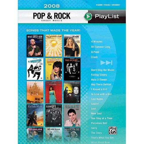 2008 Pop & Rock Sheet Music Playlist PVG - Hal Leonard Songbook for Piano, Vocal & Guitar, 208 Pages