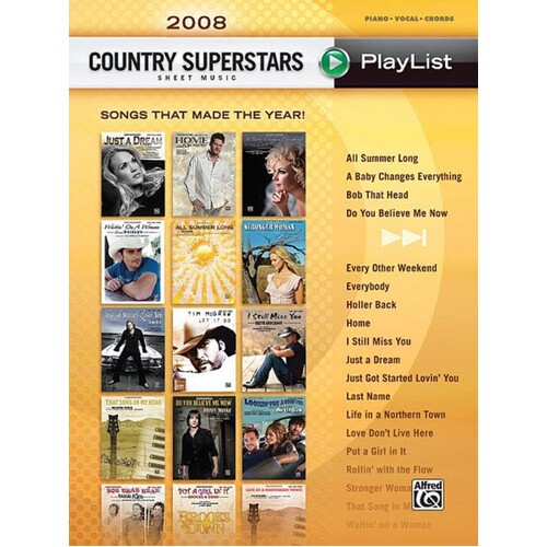 2008 Country Superstars Sheet Music Playlist PVG (Softcover Book)