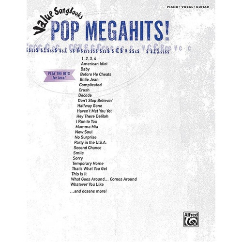 Value Songbooks Pop Megahits PVG - 304 Pages of Sheet Music