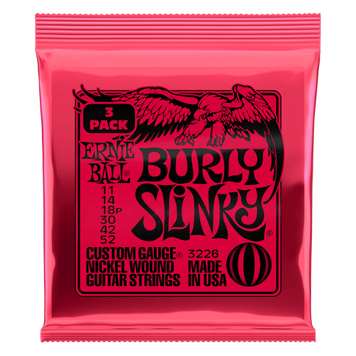 Ernie Ball Burly Slinky Nickel Wound Electric Guitar Strings 3-Pack 11 52