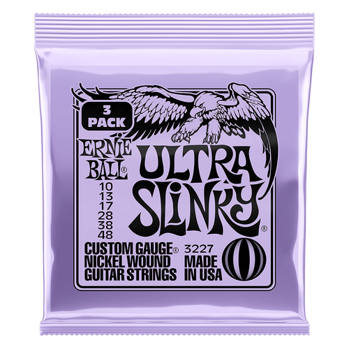 Ernie Ball Ultra Slinky Nickel Wound Electric Guitar Strings 3-Pack 10-48