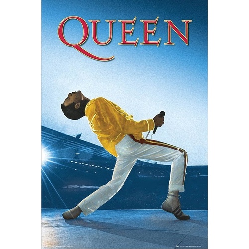 Queen Freddie Live at Wembley Stadium Wall Poster 24x36 inches