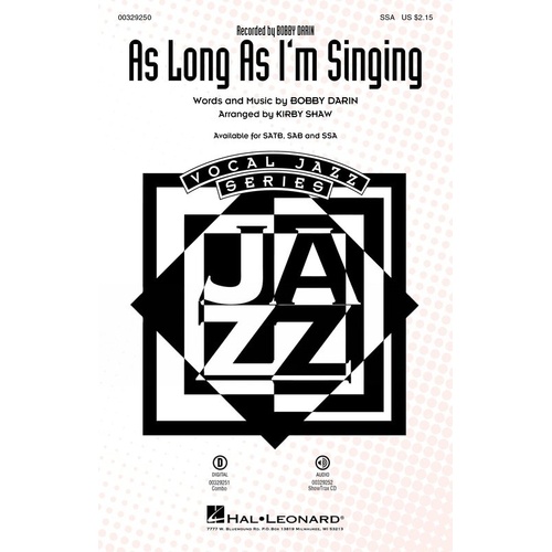 As Long As I'm Singing SSA - Hal Leonard Choral, Vocal Jazz Series, 12 Pages