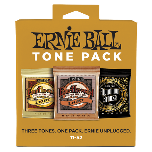 Ernie Ball Light Acoustic Guitar String Tone Pack, 11-52 Gauge