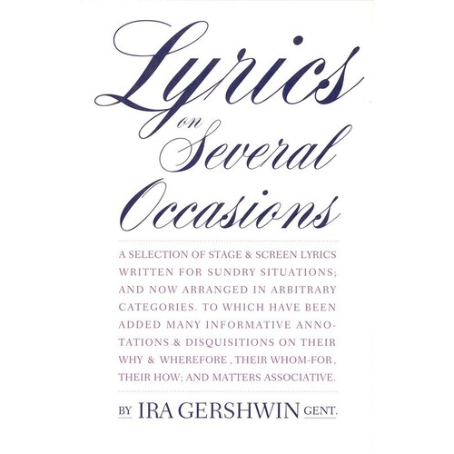 Lyrics On Several Occasions Hardcover (Softcover Book)