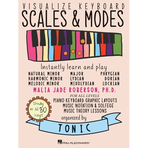 Visualize Keyboard Scales & Modes Book by Hal Leonard, 72 Pages, Learn 9 Western Scales and Modes with Visual Graphics and Music Notation