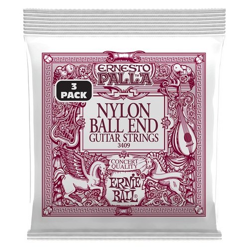 Ernie Ball Ernesto Palla Black and Gold Ball End Nylon Classical Guitar Strings 3 Pk