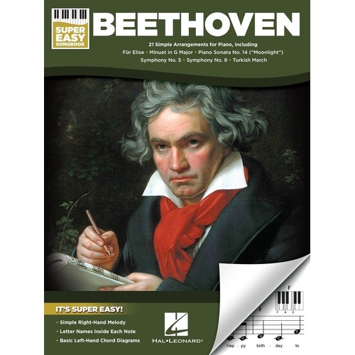 Beethoven Super Easy Songbook for Piano - 21 Selections, E-Z Play Format, 40 Pages, Hal Leonard